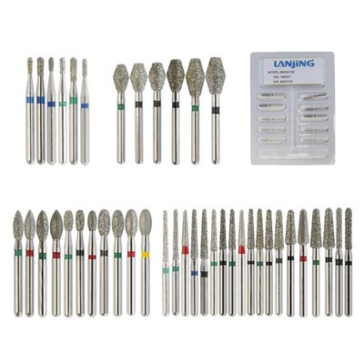 Dental Diamond FG Burs Round End Taper Cylinder Football Pear Barrel High Speed