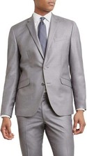 Kenneth Cole REACTION Blazer Coat Stretch Light Grey Men Size 40S W33 Was 375
