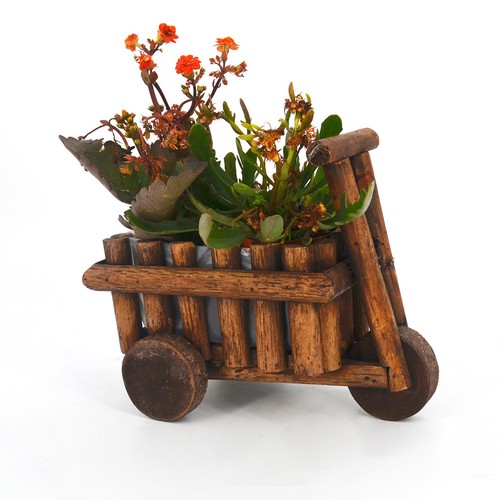 Brown Wooden Flower Pot Cart Stylish Multi Functional Plant Container ...