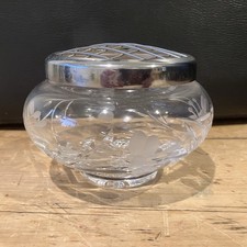 Vintage Rose Bowl Vase Lead Crystal Fuchsia Pattern 4.5” Diameter Pot Pourri