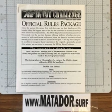 1997 K2 Big Wave Challenge Sign Up Form Surf Surfing