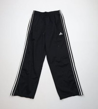 Vintage Adidas Mens Large Distressed Spell Out Striped Wide Leg Sweatpants Pants