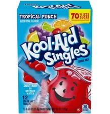 Kool Aid Singles Drink Mix Powder Packets Tropical Punch - 12 Ct - Pack of 3