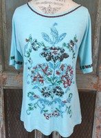 Sundance Catalog Beaded Tee Top M Turqouise Southwest Sundance Catalog Beaded Tee Top M Turqouise Southwest