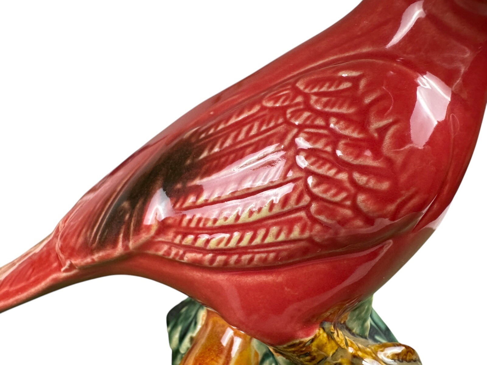 Vintage MCM Red Ceramic Pheasant Figurine Woodland Bird Statue Mid Century Mod
