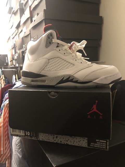Nike Air Jordan 5 Retro Cement Size 10 White University Red Black | eBay