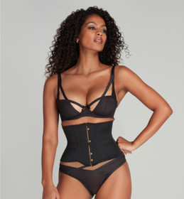 Agent Provocateur Damson Black Waspie Corset AP4 Large - Approx UK 10-12 NWOT