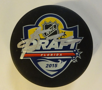 Autographed  Anthony Beauvillier Signed 2015 NHL Draft Hockey Puck NY Islanders