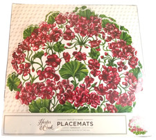 HESTER & COOK Pack of 12 GERANIUM Paper Placemats NEW SEALED