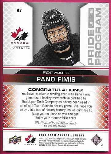 2022-23 Upper Deck UD Team Canada Juniors Hockey Jersey ''You Pick from list'' - Picture 106 of 108