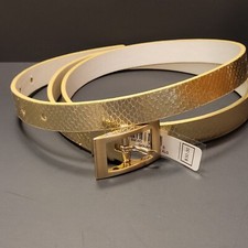 Nine West Wmn's Gold Snakeskin Look Adjustable Belt Gold Hardware Size XL