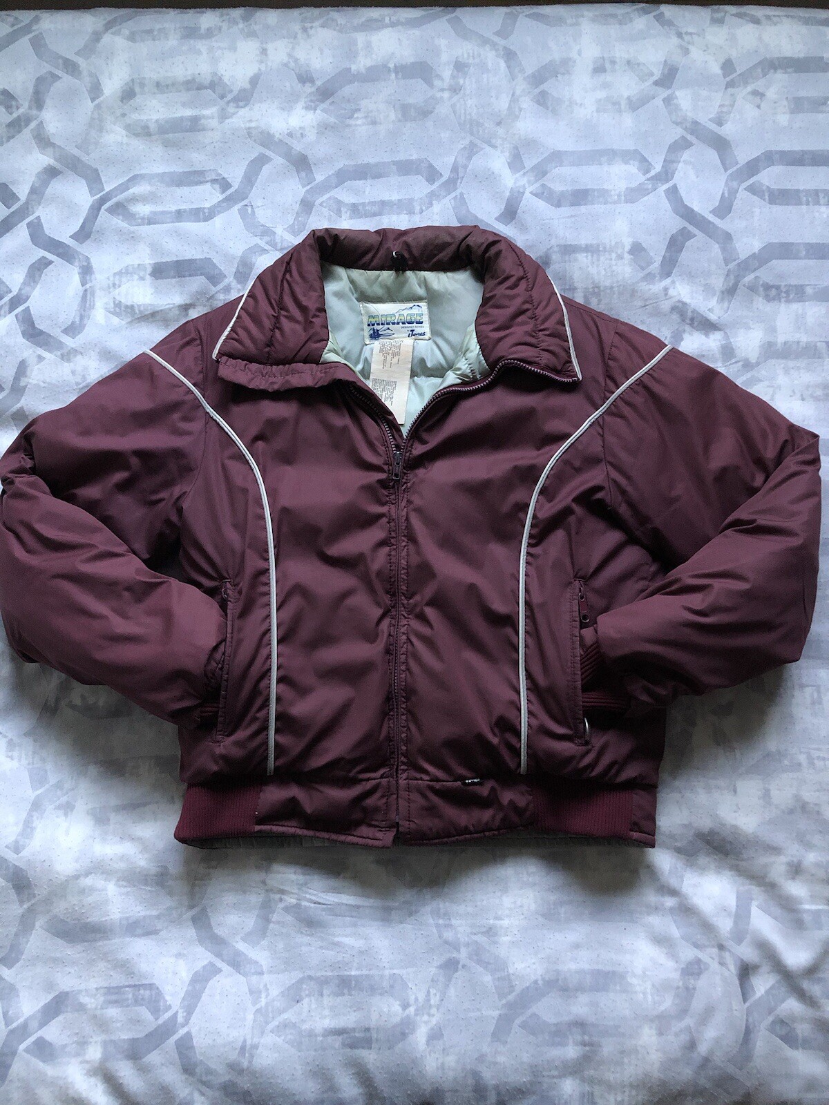 Vintage 80s Mirage Goose Down Wine Puffer Bomber Jacket Size L XL