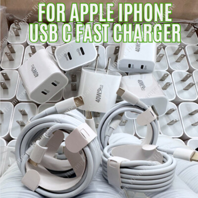Type USB C 40W Fast Charger Block PD Cable Lot For iPhone 16 15 14 13 12 11 iPad