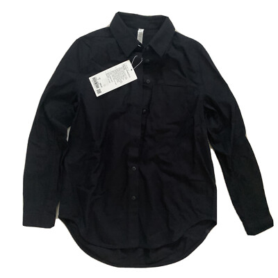 lululemon black dress shirt Lululemon Relaxed-Fit Cotton-Blend Poplin Button-Down Shirt - Black