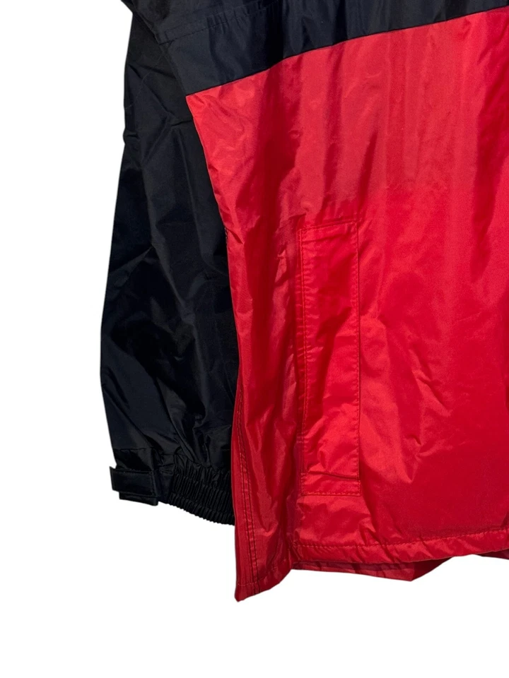 Bass Pro Shops 男式夹克风衣连帽全拉链口袋红色黑色大号 — 第 3/4 张图片