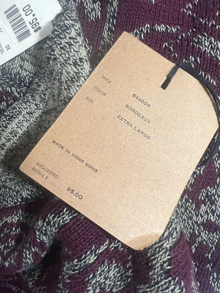 Suéter Tejido Cuello Simulado Geométrico Borgoña Colección Genera Vintage Talla XL NUEVO CON ETIQUETAS Foto 4 de 4