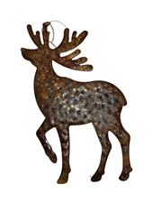 One Rusty Deer Reindeer Stag Ornament Primitive Cutouts Cutout Metal 7.75"x5.5"