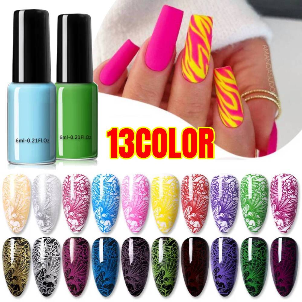 13 Colors 6ml Nail Art Stamping Polish Colorful Printing Varnish DIY Design 2024