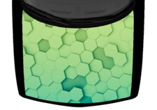 Hexagon 3D Illustration Green Teal Truck Hood Wrap Decal Vinyl Car Graphic