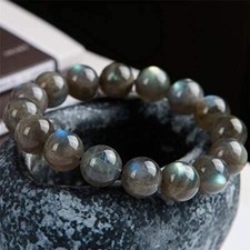Natural Dark Labradorite Stone Beaded Bracelet for Mind Protection Handmade