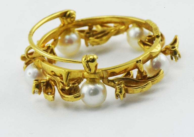 Vintage Kurt Wayne 14 Karat Yellow Gold Pearl Dia… - image 5