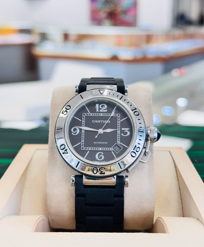 Cartier Pasha Seatimer 40mm 2790 Steel Black Dive Bezel Diver Watch - Picture 3 of 10