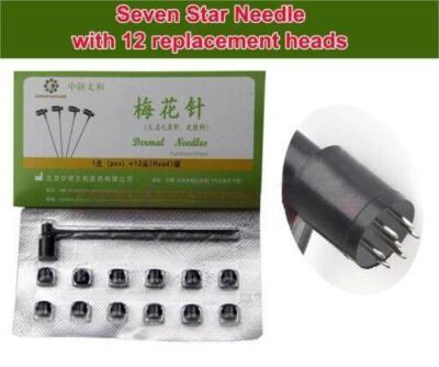 7-Sterne Pfeife Plum Blossom Bullet Dermal Seven Star Nadel, mit 12 Ersatzköpfen