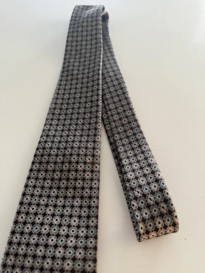 Галстук Burma Bibas чистый шелк коричневый зеленый узор WPL 13185 58 дюймов L - Изображение 3 из 4