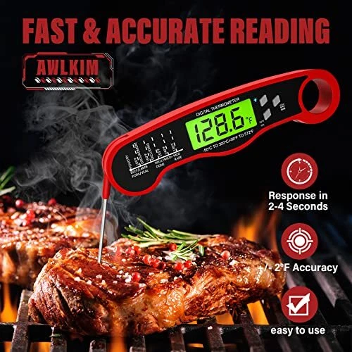 Internal Meat Thermometer Dual Probe Instant Read Fast Meat Thermapen Digital