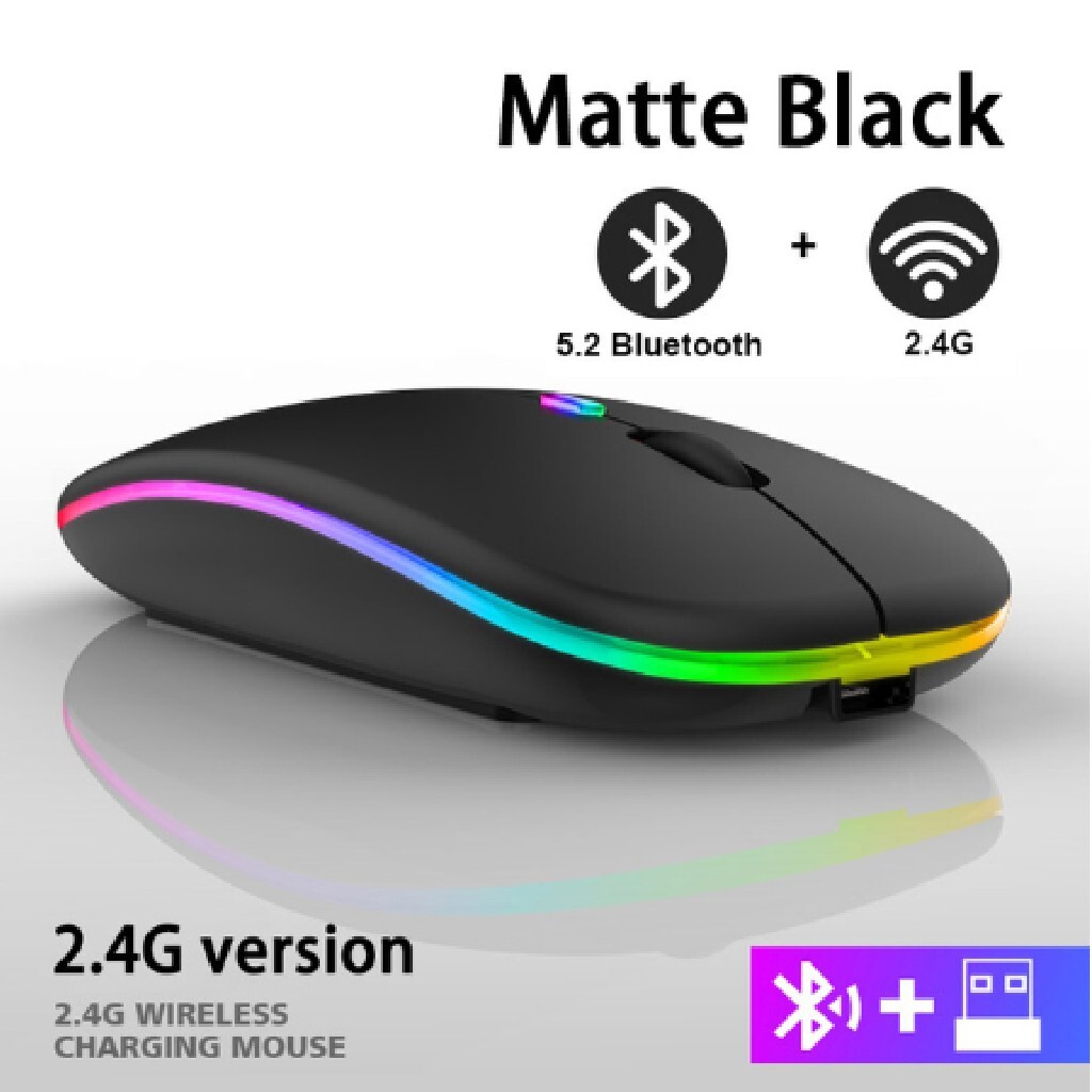 Rechargeable RGB Wireless Bluetooth Mouse for Computer Laptop with Customizable Lighting Modes-image