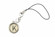 ABC Old Typewriter Key Cell Phone Charm Miniblings DESIRED LETTER White