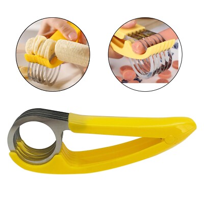Banana Slicer Fruit Cutter 5 Slice Cut Banana Divider Kitchen Tool PP+Stainless