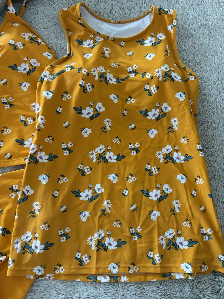 Conjunto de traje de baño CORAL REEF amarillo floral superior e inferior talla grande Foto 4 de 4