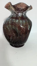 DUGAN Pompeian Art Glass, Purple Gold Venetian Frit IRIDESCENT VASE, 