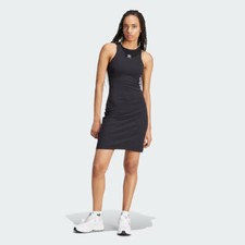 adidas Womens Essentials Rib Tank Dress, Black, Size XS