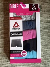 REEBOK GIRLS SEAMLESS BOYSHORT UNDERWEAR 5 PACK SIZE SMALL 6-7 NEW