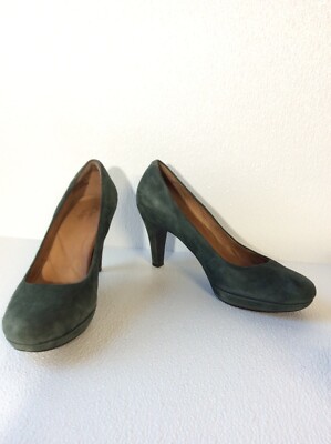 green suede heels