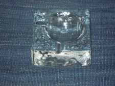 Ashtray Ashtray Solid Crystal Block Glass Cut Heavy Vintage 1950s