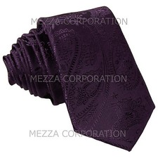 New Vesuvio Napoli polyester Men's 2.5" skinny necktie paisley prom Dark Purple