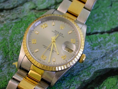 Rolex 15223 Oyster Perpetual Date Two Tone 18K \u0026 SS Silver Dial Full Set  4349 | eBay