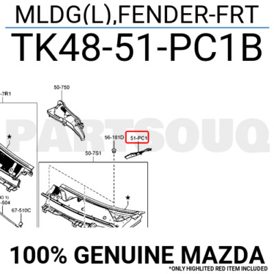 TK4851PC1B Genuine Mazda MLDG(L),FENDER-FRT TK48-51-PC1B | eBay