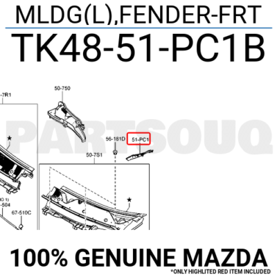 BFパーツ TK4851PC1B Genuine Mazda MLDG(L),FENDER-FRT TK48-51-PC1B | eBay