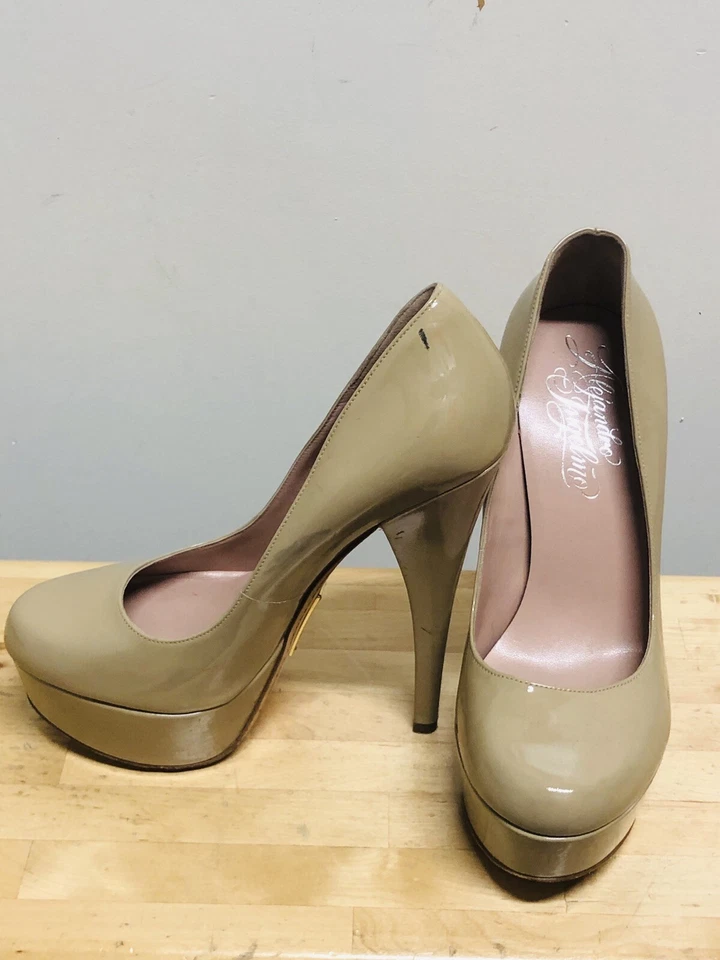 Alejandro Ingelmo Vero Cuoio 裸色骆驼棕褐色漆皮高跟鞋 6.5,37 码 — 第 2/4 张图片