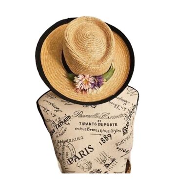 Vintage daisy flower wide brim hat