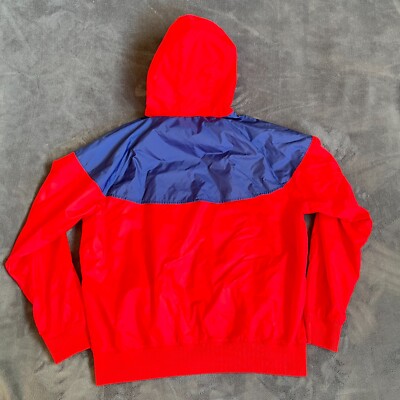 Nike Full Zip Nylon Red Blue Hooded Windbreaker Jacket RN5623