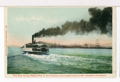 Paddlewheel Ferry Leaves Oakland for San Francisco 1901 - 1907 Ships Postcard