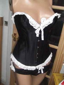 AGENT PROVOCATEUR VINTAGE SEXY BLACK & WHITE MAID STYLE CORSET & BRIEF LARGE A/B