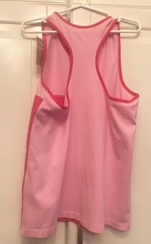 Land’s End Girl’s Pink Colorblock Cotton Tank Top Sz 10/12 NWT - Picture 3 of 4