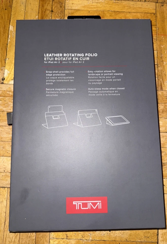 New TUMI Leather Rotating Folio Case For iPad Air 2 9.7" Black Leather ✅ - Image 2 of 2