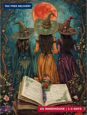 Halloween Diamond Art Kits for Adults,Witch Diamond Painting Kits 12X16 In